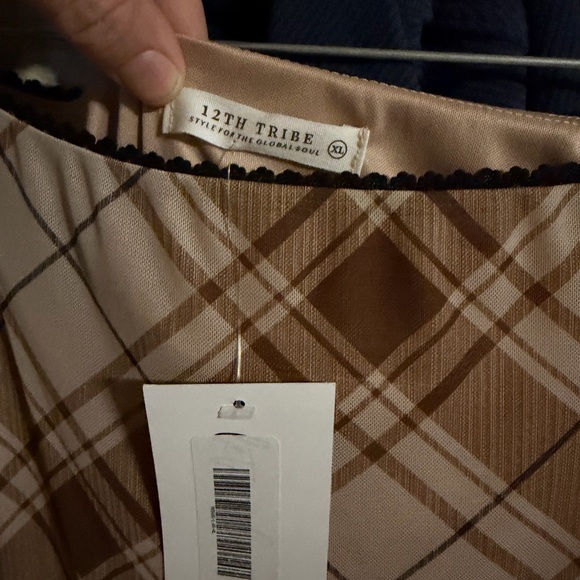 12th Tribe Brown Plaid Skirt - Picture 3 of 3